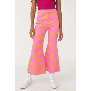 Free People NWT Youthquake Printed Crop Flare Jeans Retro Lipstick Combo 27 New